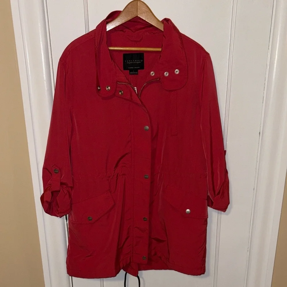 NWT Red Utility Jacket with Relaxed Fit and Collared Neckline - Picture 1 of 4